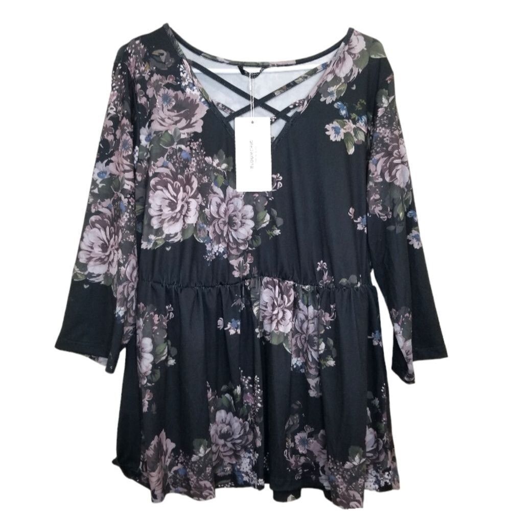 Bloomchic Floral Print Babydoll Blouse - Picture 3 of 9